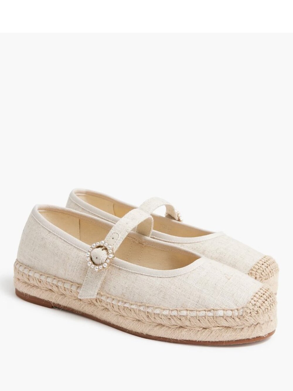 J Crew Factory Ivory Gold Mary Jane Espadrille - Size 8